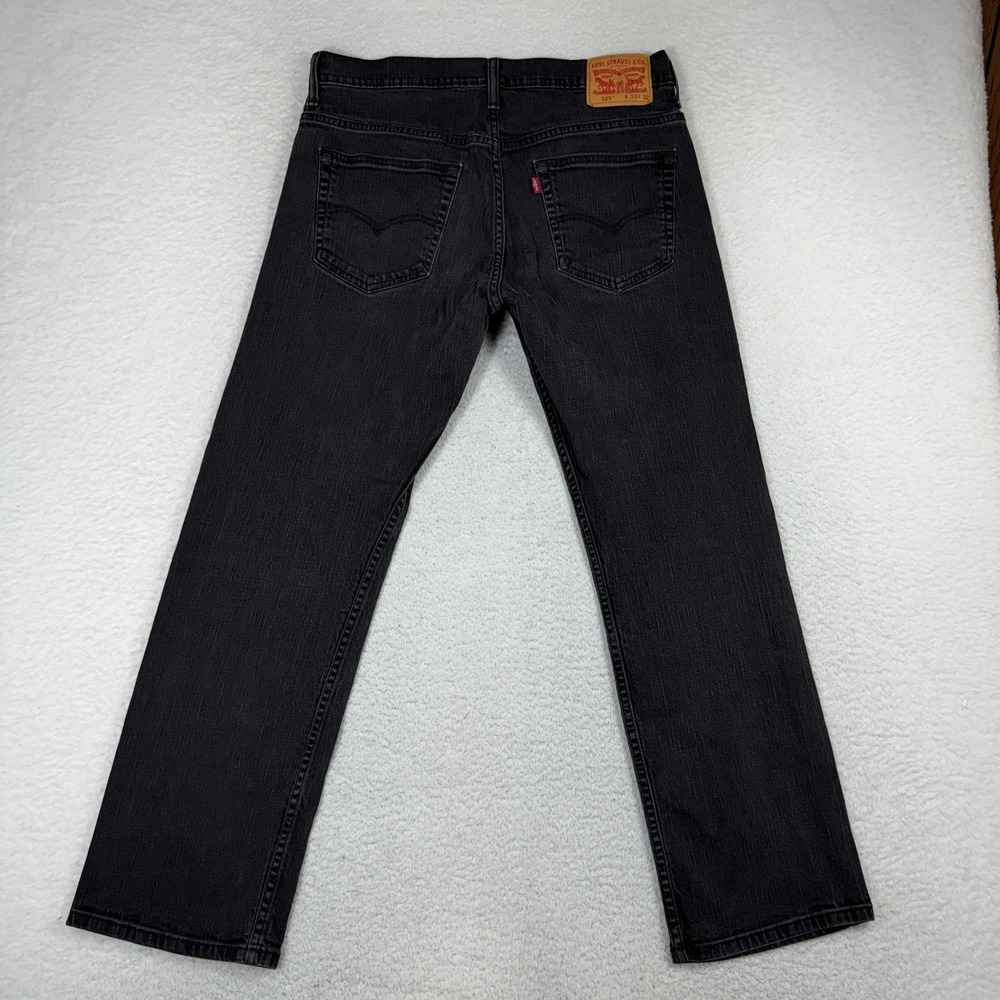 Levis 569 Loose Straight Leg Jeans Mens 33x32 (33.5x28) Black Denim Stretch - Picture 7 of 12
